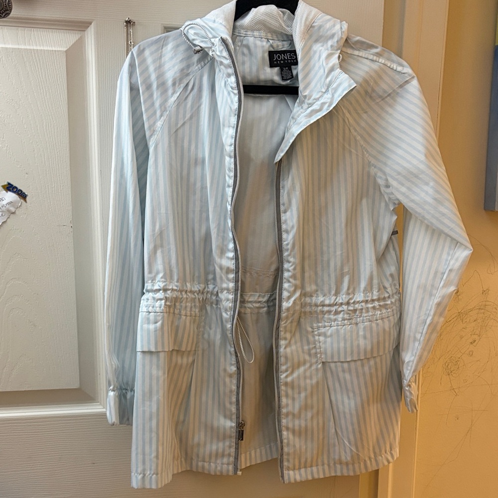 Jones New York Light Blue Striped Jacket